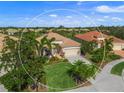 Bird's eye view of a house and neighborhood with a lake at 531 Latitude Ln, Osprey, FL 34229