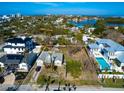 Property aerial view showing location near the beach and other homes at 421 Cleveland Dr, Sarasota, FL 34236