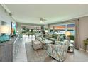 A beautiful living room features lots of windows and views of the bay at 4722 Independence Dr, Bradenton, FL 34210