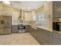 Modern kitchen with stainless steel appliances and white cabinets at 4147 Marseilles Ave # 3068, Sarasota, FL 34233