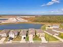 A neighborhood with a large pond, showing the many homes available in this lakeside community at 13528 Sunset Sapphire Ct, Parrish, FL 34219