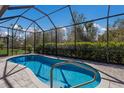 Beautiful pool with surrounding screened enclosure, offers a private backyard oasis with lush landscaping at 3605 Wild Blossom Pl, Parrish, FL 34219