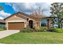 Inviting home exterior showcasing the lush landscaping and well-maintained lawn at 9828 58Th E St, Parrish, FL 34219