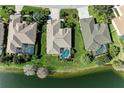 Aerial view showcasing properties with backyard pools and scenic water views at 13324 Purple Finch Cir, Lakewood Ranch, FL 34202