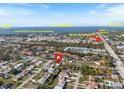 Aerial view showing home's location near the Gulf of Mexico at 81 Michigan Ave, Englewood, FL 34223