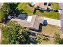 Aerial view of house, pool, and surrounding landscape at 701 Coral Way, Englewood, FL 34223