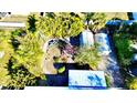 Backyard with lush landscaping, sheds, and tropical plants at 22398 Walton Ave, Port Charlotte, FL 33952