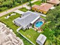 House with pool, shed, and fenced backyard; view from above at 4059 Twinbush Ter, North Port, FL 34286