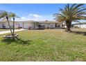 Single-story home with palm trees and well-maintained lawn at 93 Rotonda Cir, Rotonda West, FL 33947