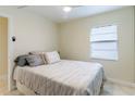 Bright bedroom with a bed, window, and ceiling fan at 7182 E Bank Dr # 7-103, Tampa, FL 33617