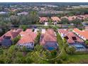 An aerial view of a home with a pool and surrounding houses at 1720 Grande Park Dr, Englewood, FL 34223