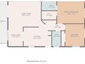 Floor plan showing a two bedroom, two bath home with living room, kitchen, and dining area at 458 Longwood Dr # 458, Venice, FL 34285