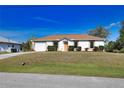 White house with brown roof and manicured lawn at 7148 Totem Ave, North Port, FL 34291