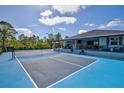 Private backyard with a blue pickleball court at 14098 Baracoa Ln, Port Charlotte, FL 33981