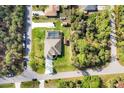 Aerial shot of a private home with a screened-in pool and a manicured backyard at 2737 Cottage Ln, North Port, FL 34286