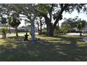 Mature trees and manicured lawn create a welcoming curb appeal at 451 Home Park Rd, Venice, FL 34285