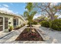 Landscaped walkway leading up to the front of the home with tropical plants at 432 Palmetto Ct, Venice, FL 34285