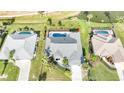 Beautiful aerial view of a home with a private pool and spa, surrounded by manicured landscaping at 8 Bunker Ln, Rotonda West, FL 33947