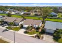 An aerial view of a well-maintained home showcasing its landscaped yard in a serene neighborhood setting at 537 Foxwood Blvd, Englewood, FL 34223