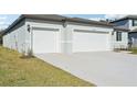 Two-car garage with white doors and a concrete driveway at 14022 Ginnie Springs Way, Parrish, FL 34219