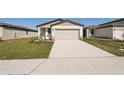 House exterior showcasing a light green door and a landscaped yard at 14036 Crutchfield Ct, Parrish, FL 34219