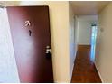 Condo entryway with brown door and view into living area at 5504 Pokeweed Ct # 154, Tampa, FL 33617