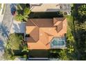 Aerial view of a meticulously maintained property with a private screened pool and mature landscaping at 6977 74Th Street E Cir, Bradenton, FL 34203