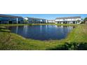 Picturesque view of the pond with lush green surroundings and well-maintained homes in the background at 363 Surfside Ne Ave, St Petersburg, FL 33716