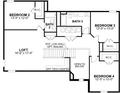 Second floor plan featuring three bedrooms, two bathrooms, and a loft area at 1668 Lugano Cir, North Venice, FL 34275