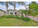 House exterior with palm trees and manicured landscaping at 1817 Pacific Dunes Dr, Sun City Center, FL 33573