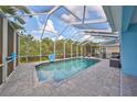 Inviting screened pool with paved patio, outdoor kitchen, and lush landscaping at 5112 Coastal Scene Dr, Apollo Beach, FL 33572