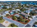 Aerial view of a residential lot near the waterfront, perfect for new construction at 1401 Bay Palm Blvd, Indian Rocks Beach, FL 33785