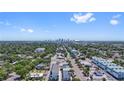 Drone view showcasing the townhome's location near the city skyline at 41 29Th N St, St Petersburg, FL 33713