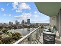 Breathtaking skyline views from the private balcony with comfortable seating and a serene atmosphere at 777 3Rd N Ave # 1504, St Petersburg, FL 33701