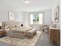 Spacious bedroom with a cozy bed and neutral decor at 13728 Sunlight Meadow Dr, Riverview, FL 33578
