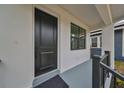 Contemporary black front door with a gray porch and black railing at 1906 Cherry W St # 2, Tampa, FL 33607