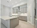 Modern kitchen with gray cabinets and stainless steel appliances at 12823 Daleridge Pl, Riverview, FL 33579