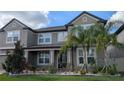 Two-story house with gray siding, landscaping, and palm trees at 19314 Eagle Creek Ln, Tampa, FL 33647