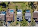 Three homes with private pools, screened enclosures, and lush landscaping at 12818 Royal George Ave, Odessa, FL 33556