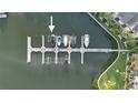 Aerial view of multiple boat slips at a marina at 4338 Spinnaker Cove Ln, Tampa, FL 33615