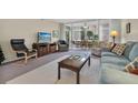 Living room with comfy seating, TV, and access to patio at 19029 Us Highway 19 N # 5-1, Clearwater, FL 33764