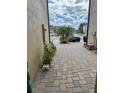 Neatly paved side yard with plants and access to the street at 29955 Southwell Ln, Wesley Chapel, FL 33543