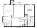 Two-bedroom apartment floor plan with open kitchen, living and dining area, and patio at 10263 Gandy N Blvd # 107, St Petersburg, FL 33702
