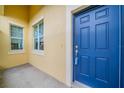 Front entrance with a blue door and two windows at 2311 Nottingham Greens Dr # 2311, Sun City Center, FL 33573