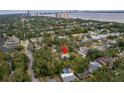 Property location shown from above with a view of surrounding houses and the bay at 2932 W Alline Ave, Tampa, FL 33611