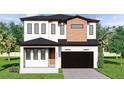 Two-story house with a modern design, attached garage, and landscaped lawn at 3316 W Wisconsin Ave, Tampa, FL 33611