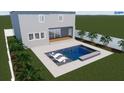 Rendering of a backyard with a rectangular pool and lounge chairs at 3316 W Wisconsin Ave, Tampa, FL 33611