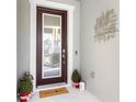 Inviting front entry with modern door and decorative wall art at 6189 Hidden Branch Dr, Apollo Beach, FL 33572