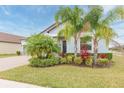 Two-story house with gray siding, palm trees, and well-manicured lawn at 11714 Sunburst Marble Rd, Riverview, FL 33579