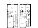 Two-story floor plan showing a 3-bedroom, 2-bathroom townhome with garage at 2742 Pearly Banks Dr, Bradenton, FL 34208